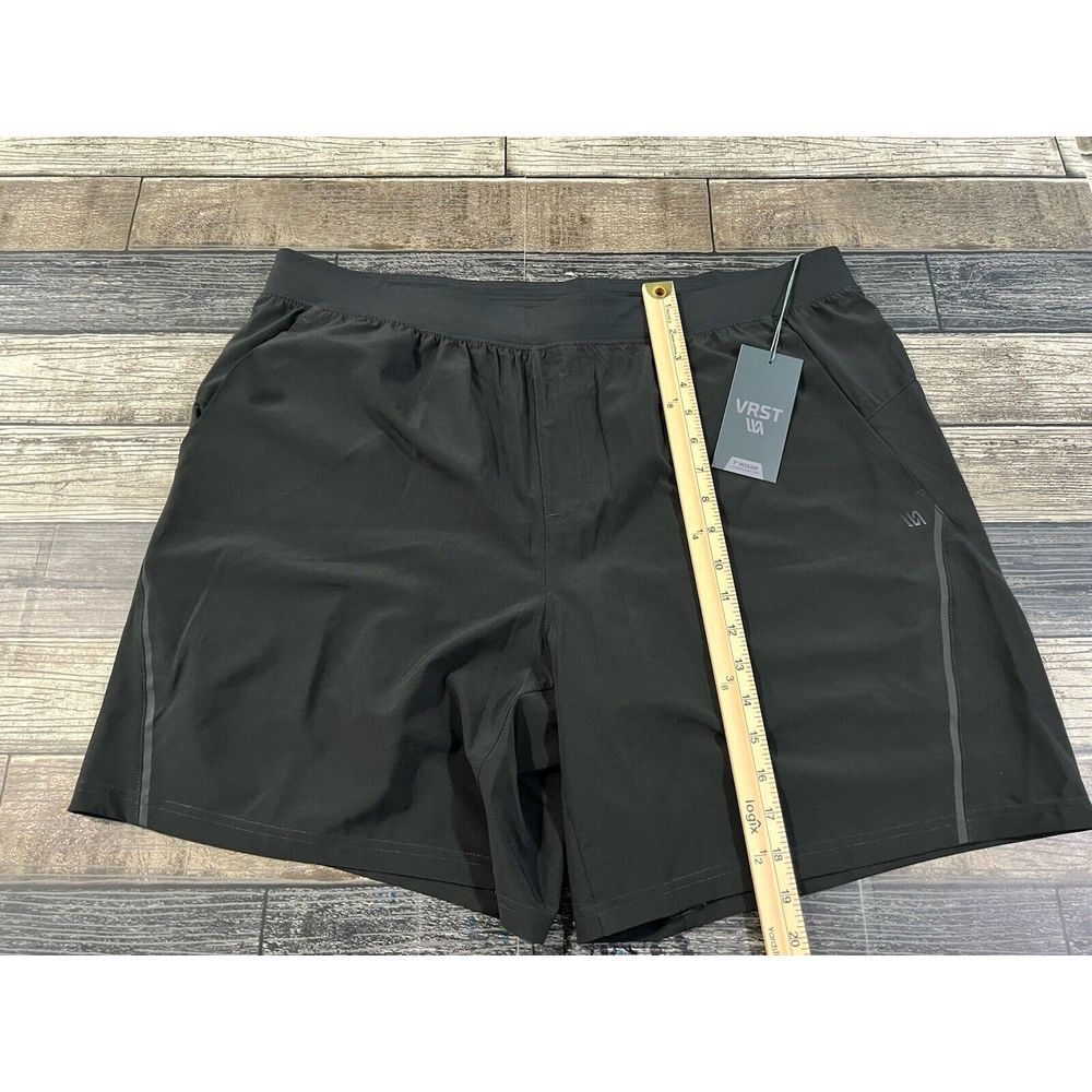 VRST Men's Stealth 7" Lined Athletic Gym Shorts Size 2XLBlack  2 In 1 Zip Pocket